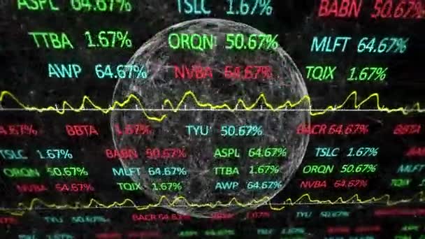 Animering Aktiemarknaden Display Med Siffror Och Diagram Kursen Går Upp — Stockvideo