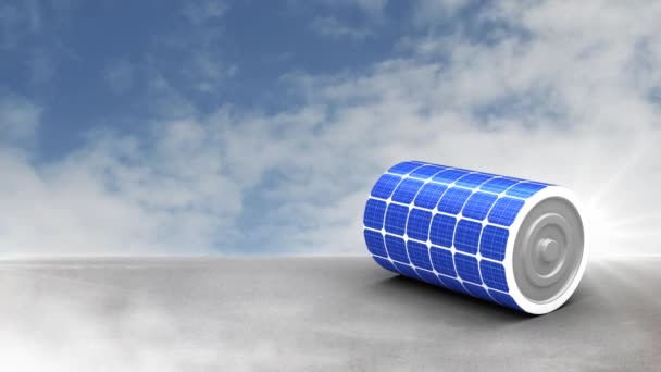 Animation Battery Formed Solar Panels White Clouds Moving Fast Seamless — Stock Video