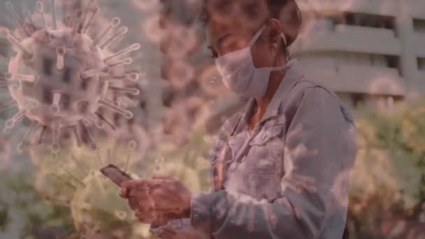 Animation Cellules Macro Virus Coronavirus Covid Propageant Sur Une Femme — Video