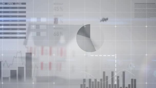 Анімація Моделі Будинку Показ Фондового Ринку Номерами Графами Ціна Зростає — стокове відео