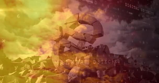 Animation Symbole Monnaie Euro Mots Ruine Virus Malwares Sécurité Affichage — Video