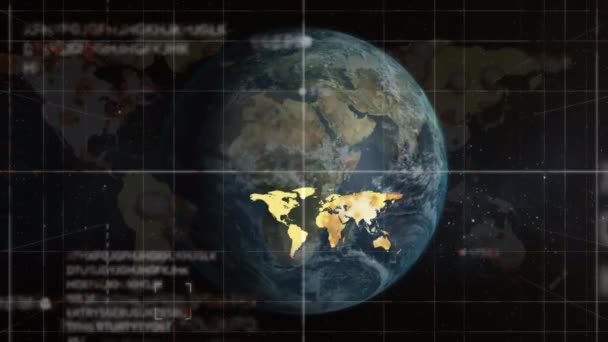 Animation Coronavirus Covid Spreading Globe Spinning Και Παγκόσμιος Χάρτης Επεξεργασία — Αρχείο Βίντεο