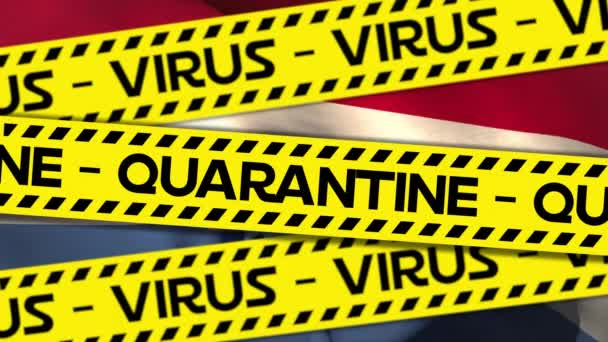 Animation Der Wörter Quarantäne Und Virus Auf Gelbem Und Schwarzem — Stockvideo