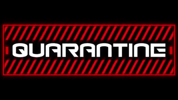 Animatie Van Het Woord Quarantaine Geschreven Witte Letters Rood Kader — Stockvideo