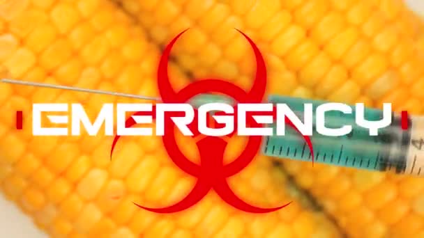 Animation Word Emergency Written White Letters Red Health Hazard Sign — Stock Video