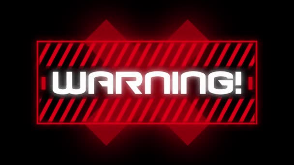 Animación Palabra Warning Escrito Letras Blancas Marco Rojo Sobre Cruz — Vídeos de Stock