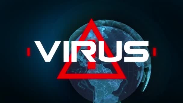 Animasi Kata Virus Ditulis Atas Tanda Peringatan Segitiga Merah Dengan — Stok Video