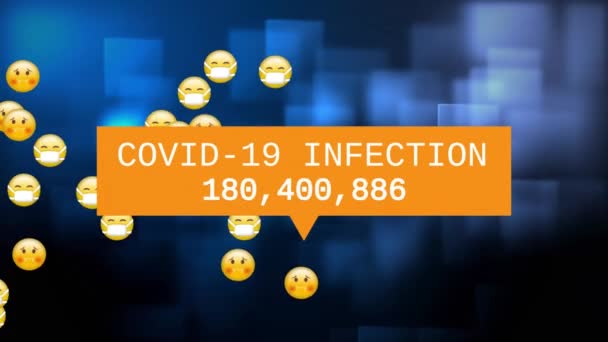 Анимация Слов Covid Infection Numbers Growing Written Yellow Banner Group — стоковое видео