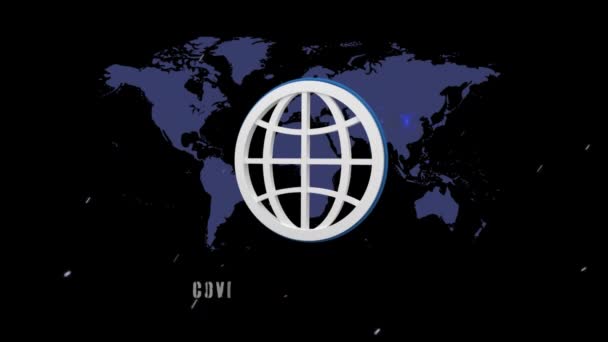 Анимация Слов Covid Infection Rise Написана Белыми Буквами Карте Мира — стоковое видео
