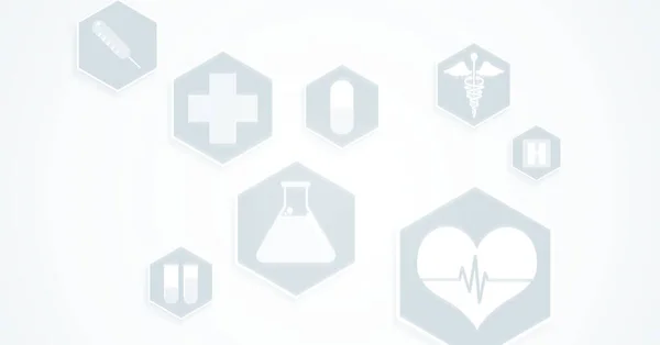 Ilustração Digital Ícones Médicos Fundo Branco Medicina Pandemia Saúde Pública — Fotografia de Stock