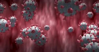 Damarda dolaşan makro Coronavirus Covid-19 hücrelerinin animasyonu. İlaç halk sağlığı salgını Coronavirus Covid 19 salgın kavramı dijital olarak üretilen görüntü.