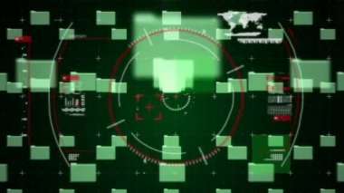 Siyah arkaplandaki veri işleme sırasında bilgisayar dosyalarından yapılmış yeşil asma kilit animasyonu. Dijital olarak oluşturulan küresel internet güvenlik kavramı