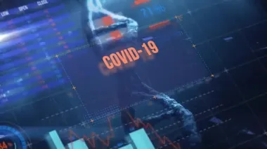 Veri işleme çerçevesinde Covid-19 hakkındaki metnin animasyonu, siyah arkaplan istatistikleri. Genel halk sağlığı koronavirüsü Covid 19 salgın konsepti dijital bileşik.