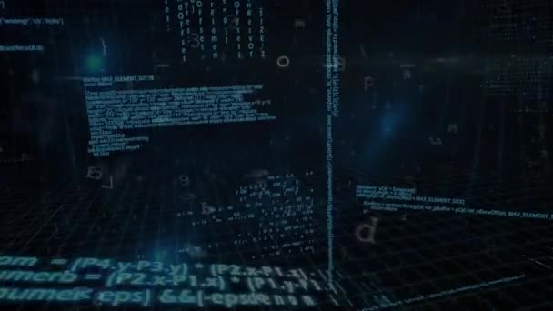黒を背景にデータ処理を施した青い南京錠のアニメーション デジタル生成されたグローバルインターネットセキュリティの概念 — ストック動画