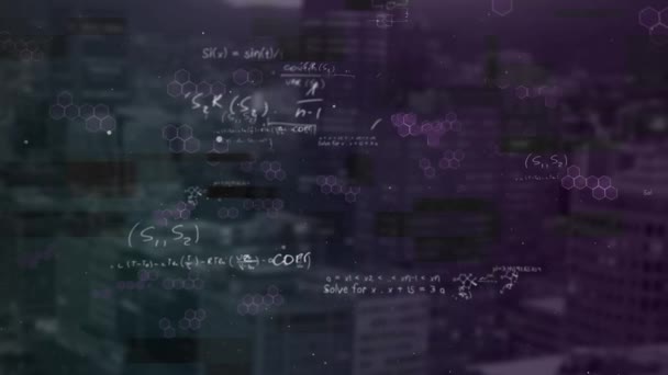 Animazione Equazioni Matematiche Elaborazione Dati Statistiche Che Mostrano Sullo Sfondo — Video Stock