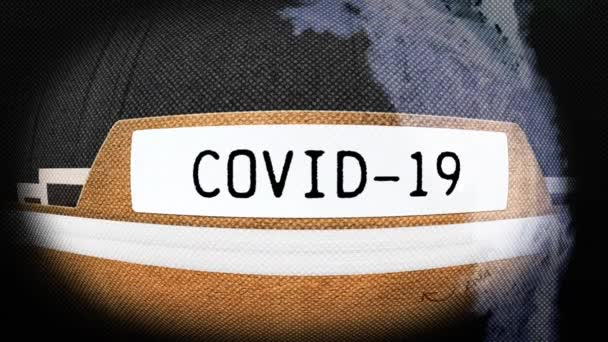 Анімація Слів Covid Corona Virus Записана Чорними Літерами Документах Коронавірусом — стокове відео