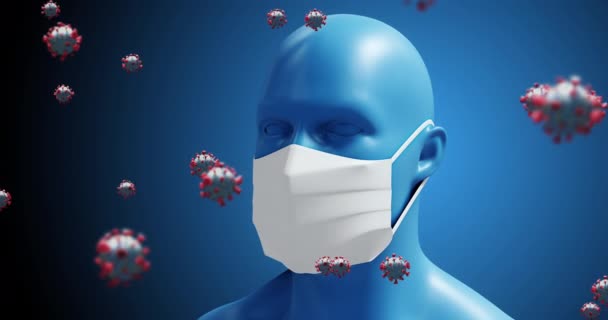 Arka Planda Maske Takan Makro Coronavirus Covid Hücrelerinin Canlandırılması Laç — Stok video