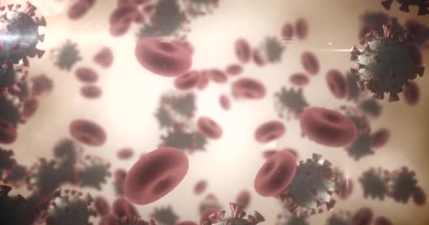 Animation Des Makro Coronavirus Covid Und Einer Vene Schwebender Roter — Stockvideo