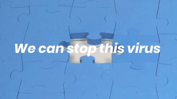 Animatie Van Hand Invullen Puzzel Met Tekst Bestrijding Van Het — Stockvideo