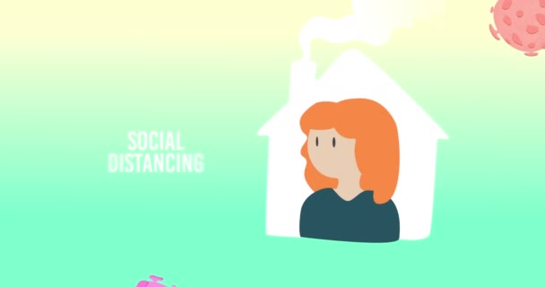 Animering Orden Social Distancing Person Som Vistas Hemma Med Makro — Stockvideo