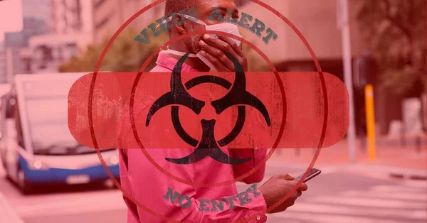 Tehlike Işaretinin Dijital Bir Göstergesi Üzerinde Pansuman Var Virüs Alarmı — Stok fotoğraf