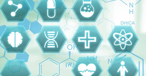 Digital Illustration Medical Icons Chemical Element Background Medicine Public Health — Stock Photo, Image