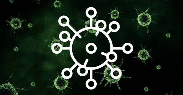 Ilustração Digital Sinal Coronavirus Covid Sobre Células Macro Coronavirus Covid — Fotografia de Stock