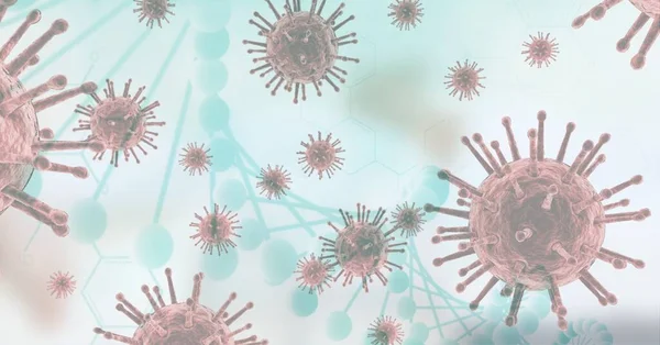Ilustração Digital Células Macro Coronavirus Covid Flutuantes Estirpe Dna Fundo — Fotografia de Stock