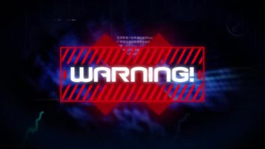 Borsa görüntüsü üzerinde kırmızı haç üzerinde kırmızı çerçeveli bir kelime Uyarı animasyonu, veri kaydı. Finans sektörü borsası küresel veri işleme kavramı dijital olarak oluşturulmuş görüntü.