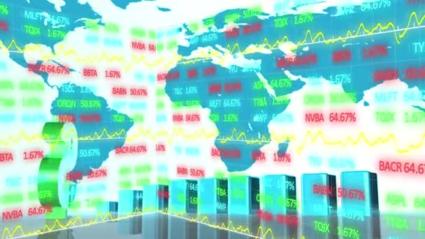 Aktiemarknadens Animation Amerikanska Dollartecken Som Snurrar Över Värld Finans Företag — Stockvideo