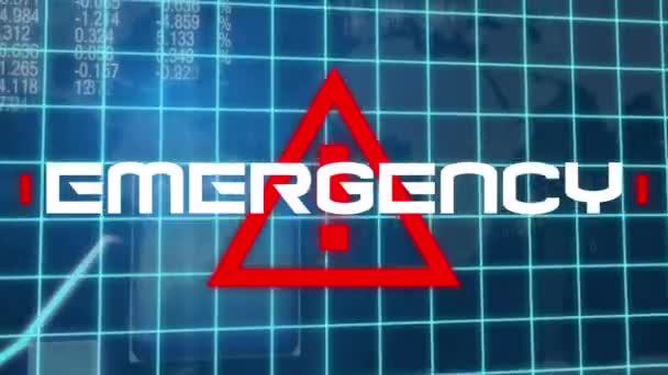 Animation Word Emergency Red Warning Sign Stock Market Display Data — Stock Video