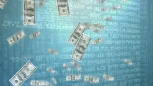 Animace Bankovek Amerických Dolarech Přehrávání Dat Statistika Ukazuje Finance Business — Stock video