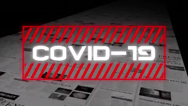 Κινούμενα Σχέδια Μιας Λέξης Covid Κόκκινο Πλαίσιο Πάνω Από Την — Αρχείο Βίντεο