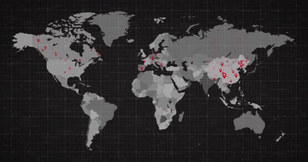 Animazione Una Mappa Del Mondo Continenti Che Diventano Rossi Mostrando — Video Stock