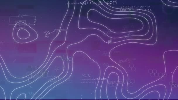 Animação Equações Matemáticas Elementos Químicos Sobre Mapa Contorno Aparecendo Global — Vídeo de Stock