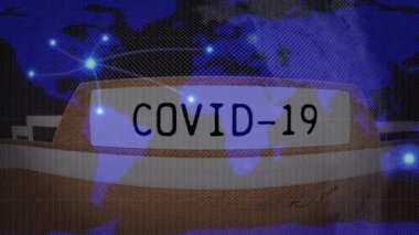 Üzerinde Covid-19 Komplosu yazan bir dosyanın animasyonu. Coronavirus Covid-19 pandemik konsept dijital bileşik