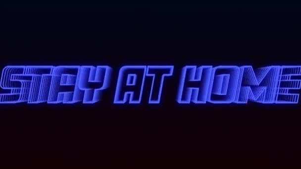 Kelimelerin Animasyonu Evde Maviyle Yazılmış Siyah Arkaplanda Neon Harfler Küresel — Stok video