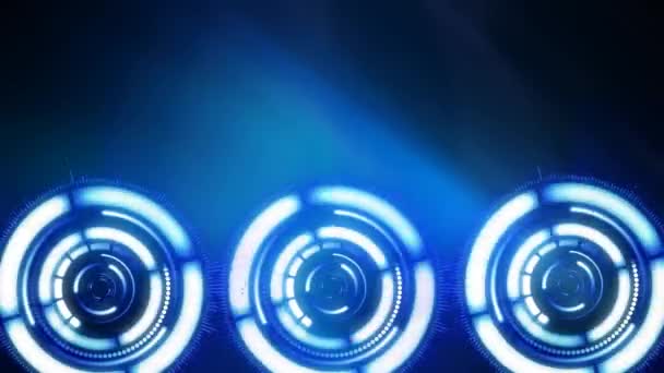Animation Three Shiny White Circles Spinning Blue Background Coronavirus Covid — Stock Video