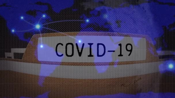 Animação Arquivo Com Covid Escrito Conspiração Sobre Mapa Mundo Com — Vídeo de Stock