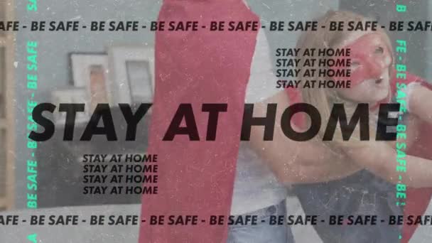 Animation Der Wörter Safe Stay Home Blinkt Auf Und Macht — Stockvideo