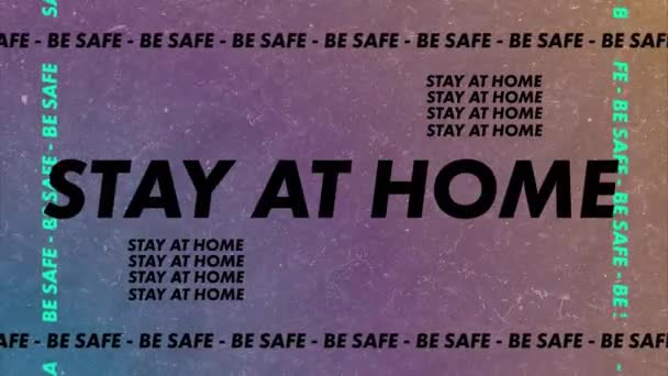 Animation Words Safe Stay Home Flashing Making Frame Purple Blue — Stock Video