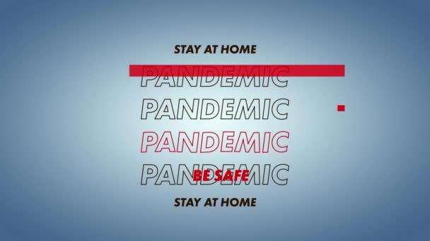 Animation Words Safe Pandemic Flashing Blue Background Social Distancing Self — Stock Video