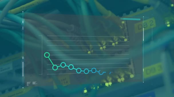 Animación Gráfico Través Múltiples Cables Conectados Equipos Tecnológicos Compuesto Digital — Vídeos de Stock