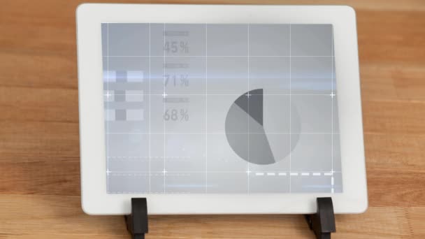 Animatie Van Een Digitale Tablet Met Grafieken Statistieken Het Scherm — Stockvideo