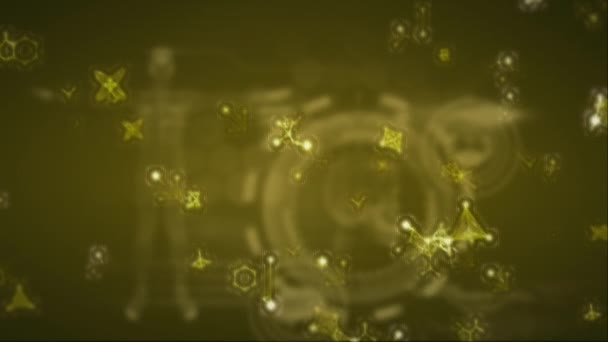 Animation Multiple Molecules Chemical Elements Floating Black Background Coronavirus Covid — Stock Video