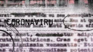 Coronavirus Komplosu 'nun animasyonu. Gazete sayfaları hızlı hareket eden insanlarla ilgili. Coronavirus Covid-19 pandemik konsept dijital bileşik