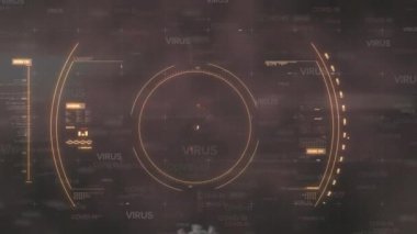 Bir mikroskop taraması animasyonu, yüzen virüsün üzerinde makro Covid-19 hücresi bulmak. Coronavirus Covid-19 pandemik konsept dijital bileşik