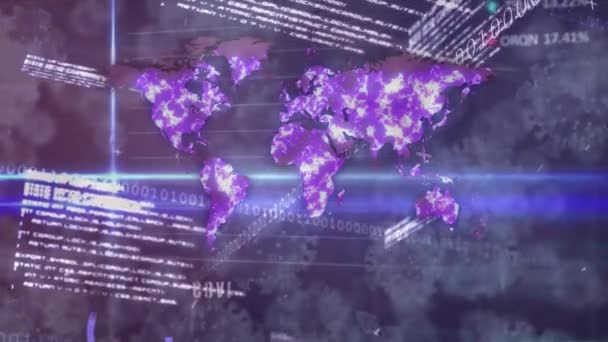 Animation d'une carte du monde avec Covid-19 Infection Augmentation au-dessus des statistiques et des graphiques. Coronavirus Covid-19 pandémie concept composite numérique 