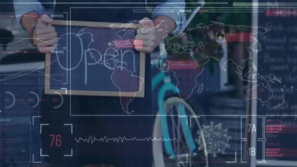 코카서스 애니메이션 사인을 거리에 코로나 바이러스 Covid 전염병 컨셉트 디지털 — 비디오