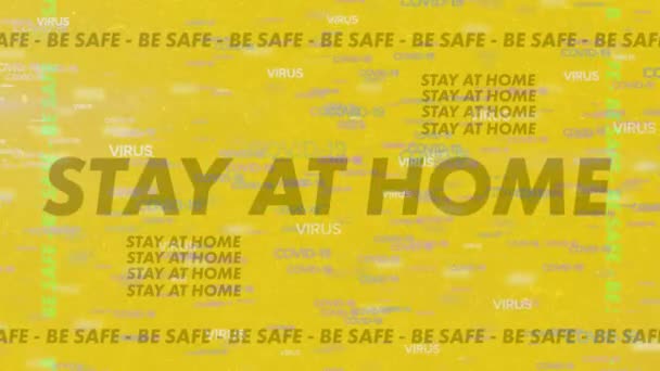 Animación Palabras Stay Home Safe Parpadeando Haciendo Marco Sobre Palabras — Vídeos de Stock